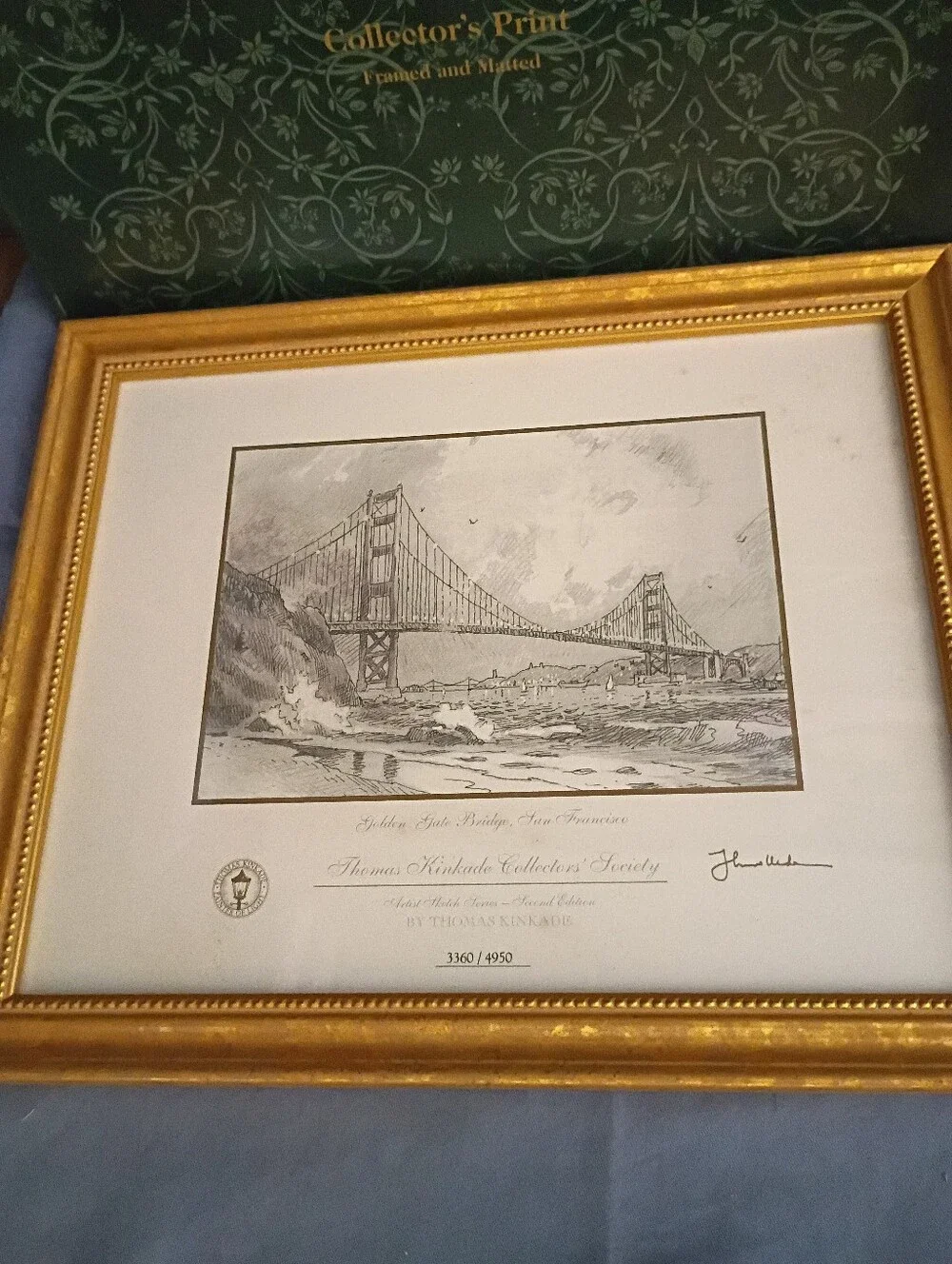 Thomas Kinkade Gold Frame Golden Gate Bridge Signed Numbered With Coa